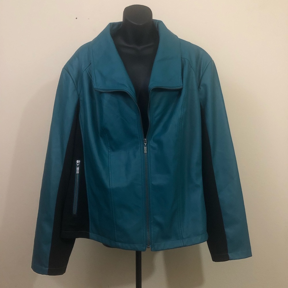 Pamela McCoy teal jacket size 3X faux leather